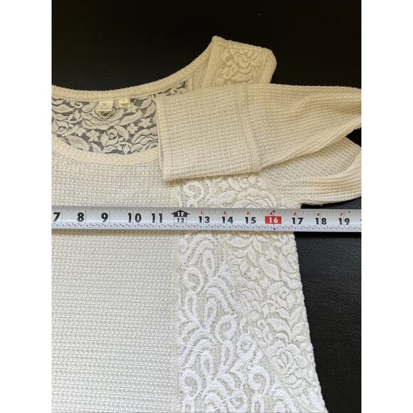 Anthropologie E By Eloise Dress Medium Cream Thermal Waffle Lace Knit A line - Picture 8 of 10